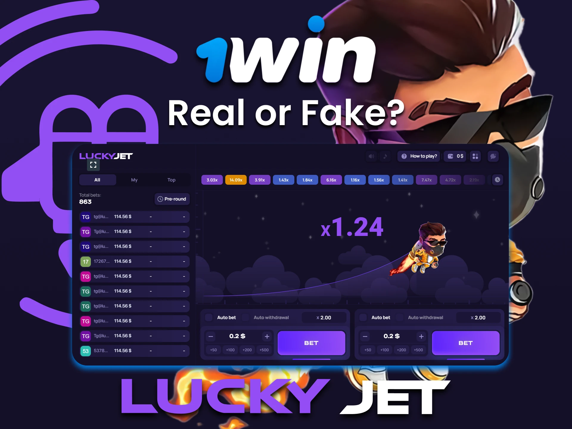 Lucky Jet is an absolute real game on the 1win platform.
