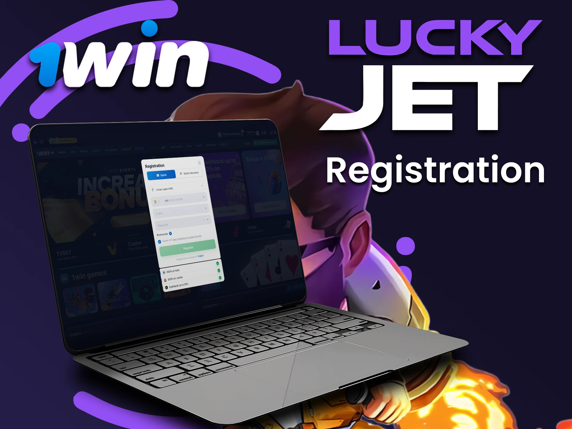 Register on 1win to play Lucky Jet.
