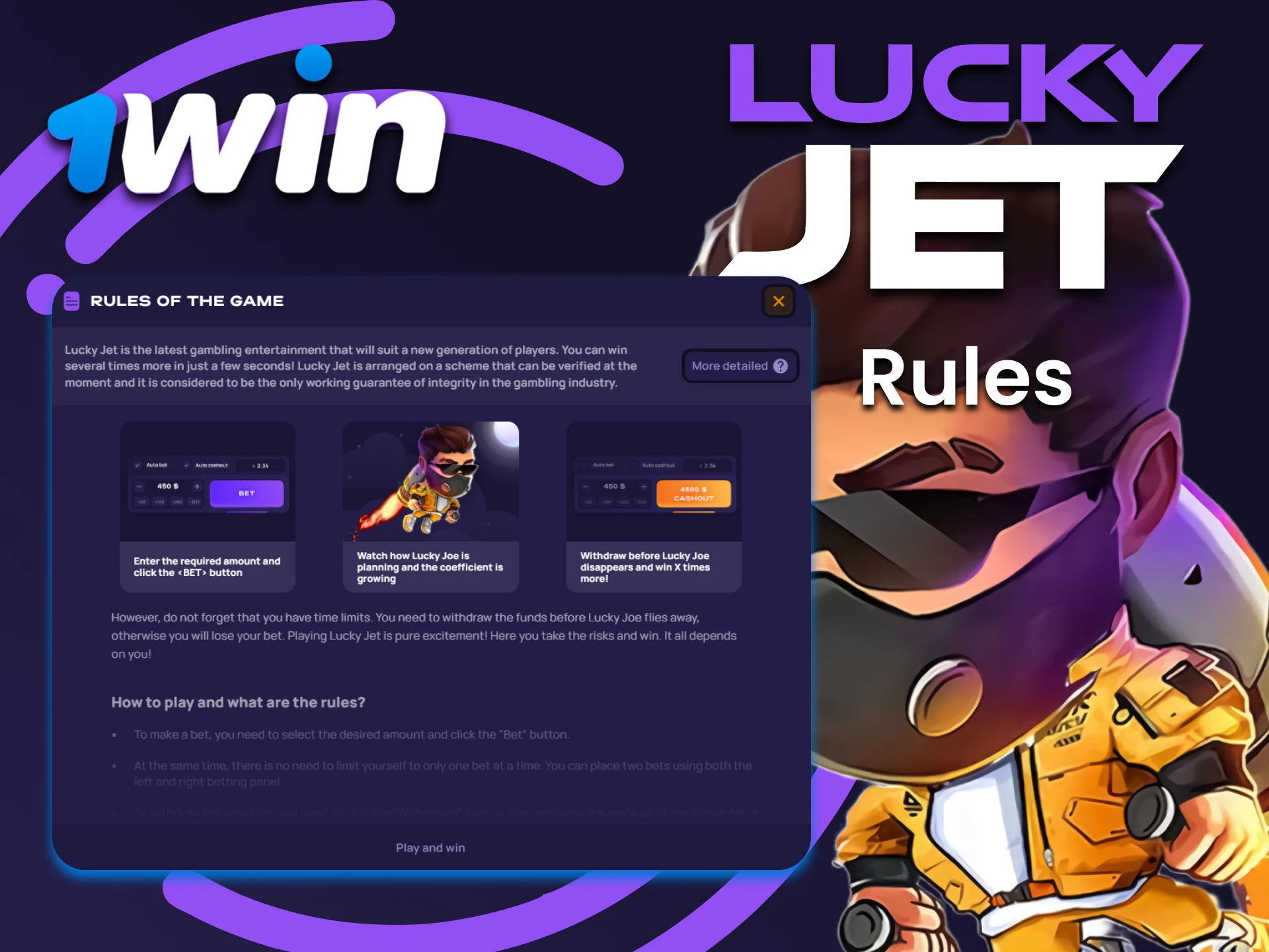Learn the rules of the game Lucky Jet on 1win.
