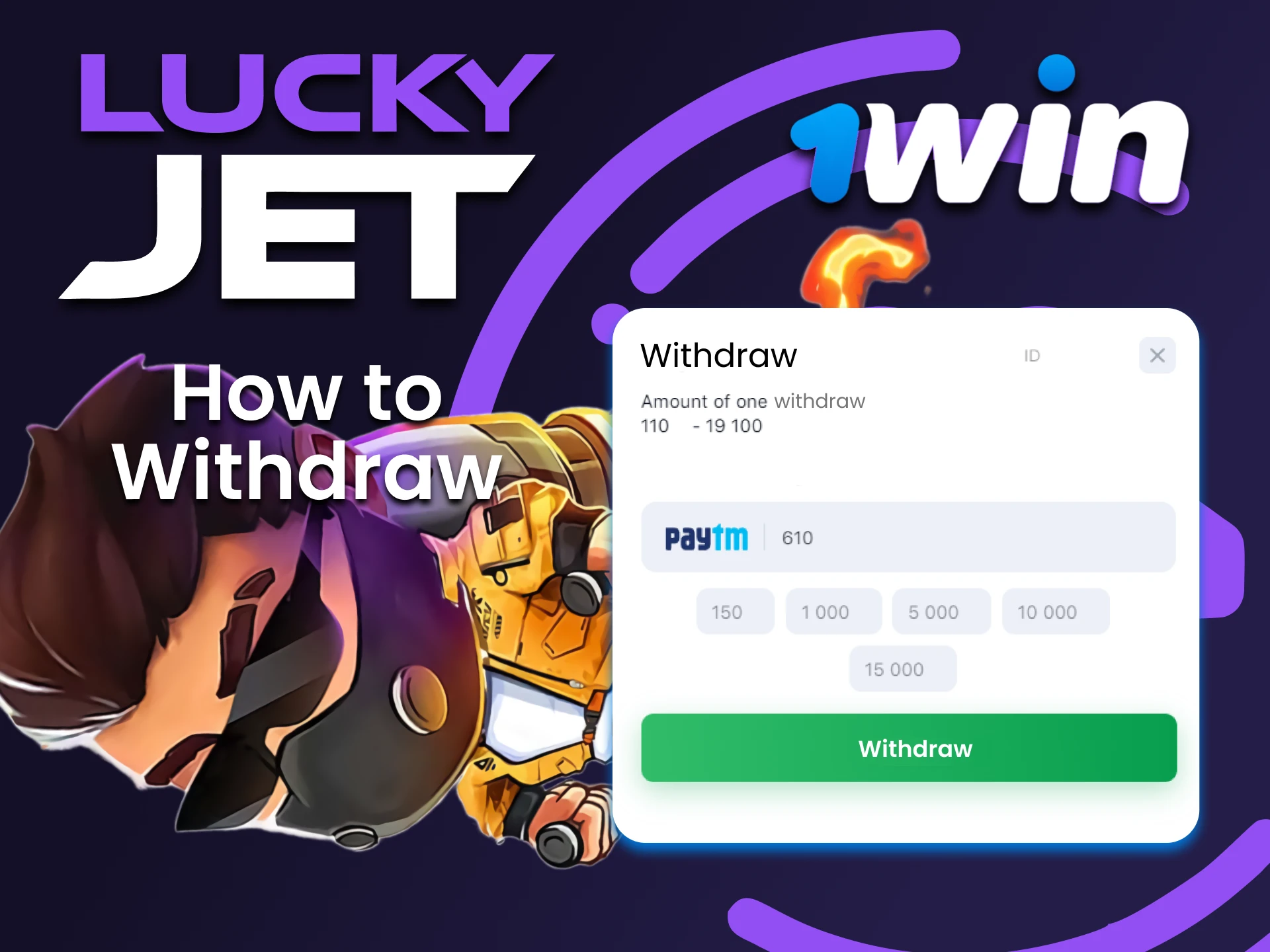 Withdraw your winnings in Lucky Jet by 1win.