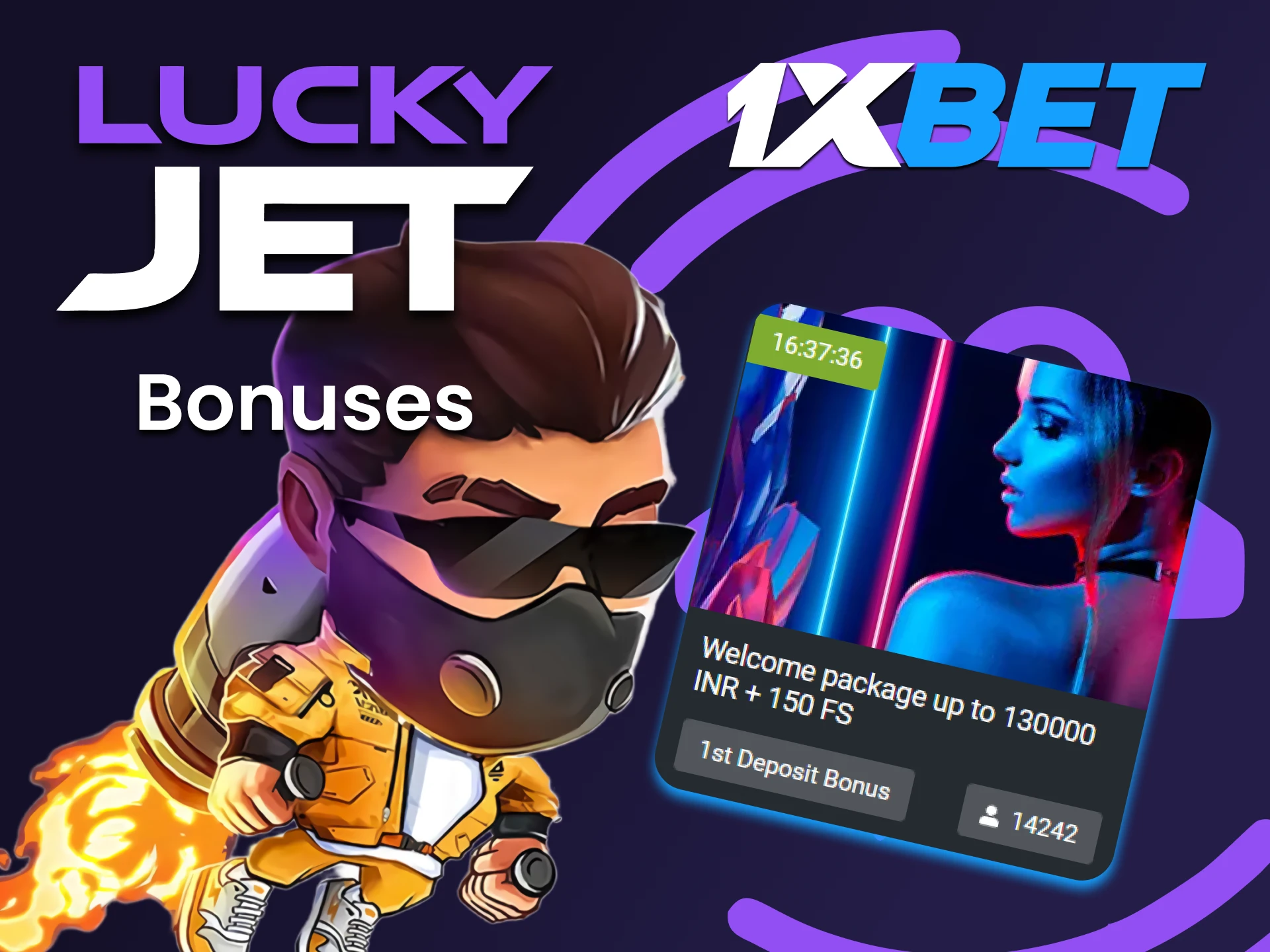 Get bonuses from 1xbet for playing Lucky Jet.