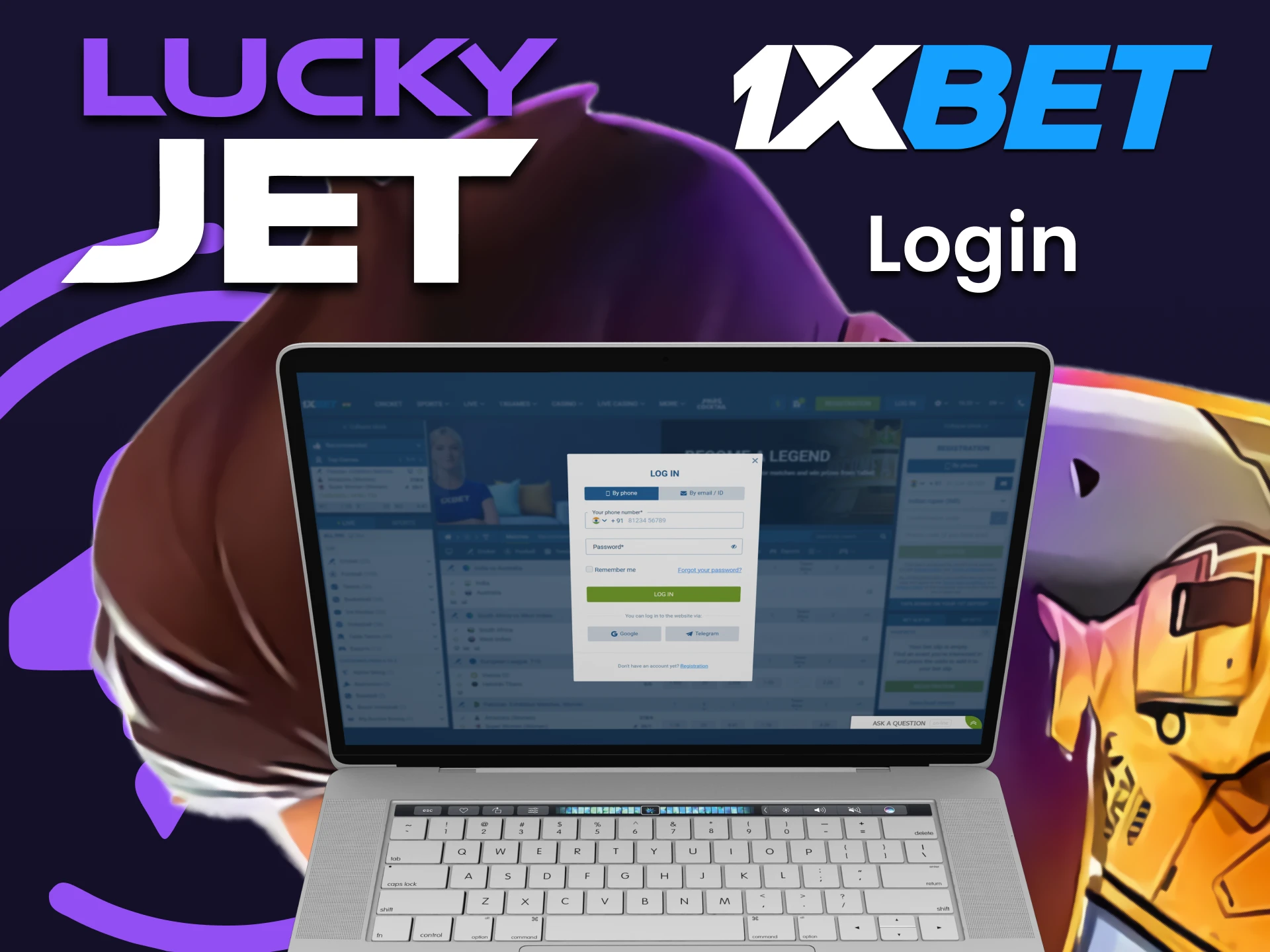 Login to your 1xbet account to start playing Lucky Jet.