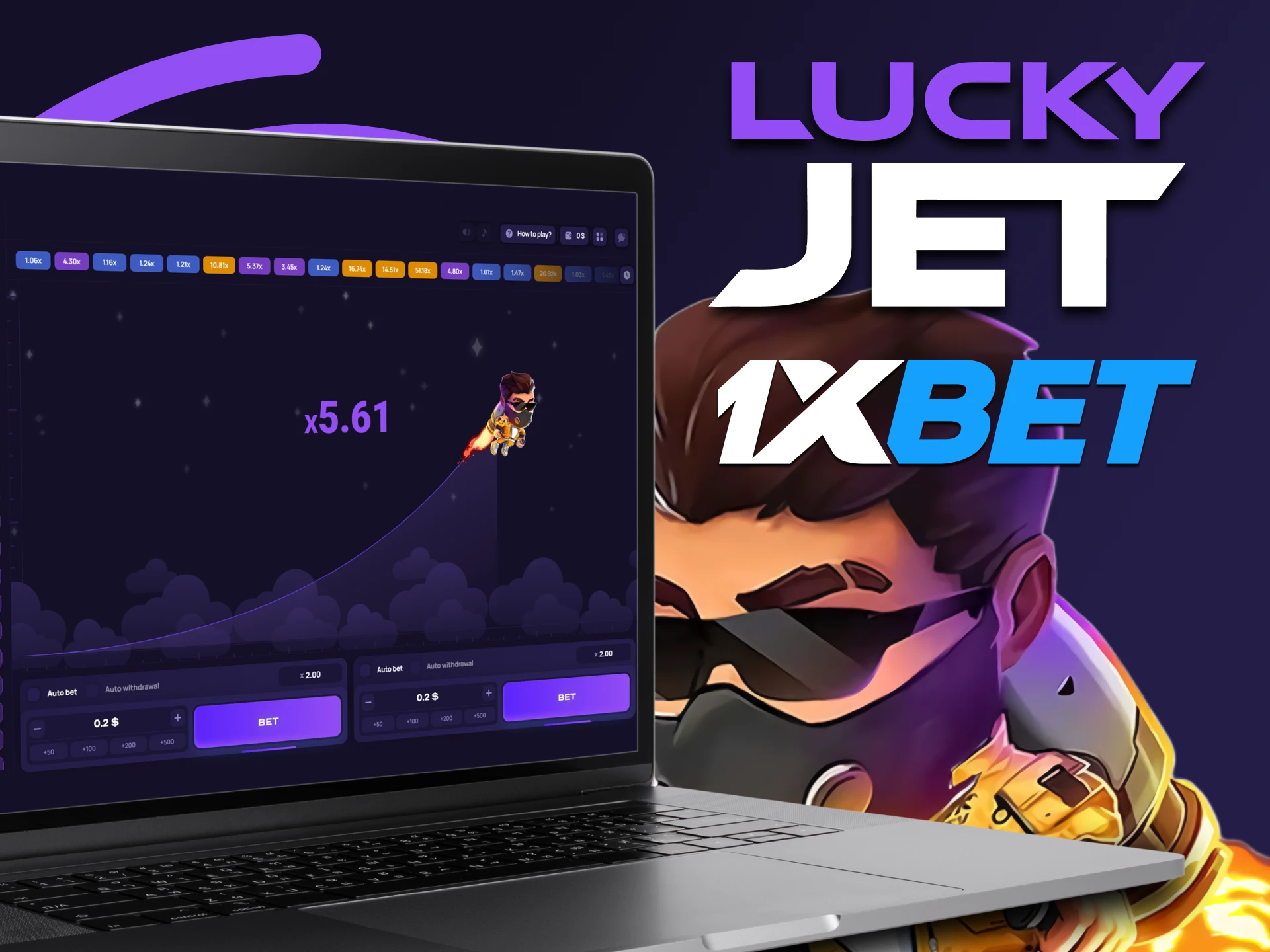 Utilisez le service 1xbet pour jouer à Lucky Jet.