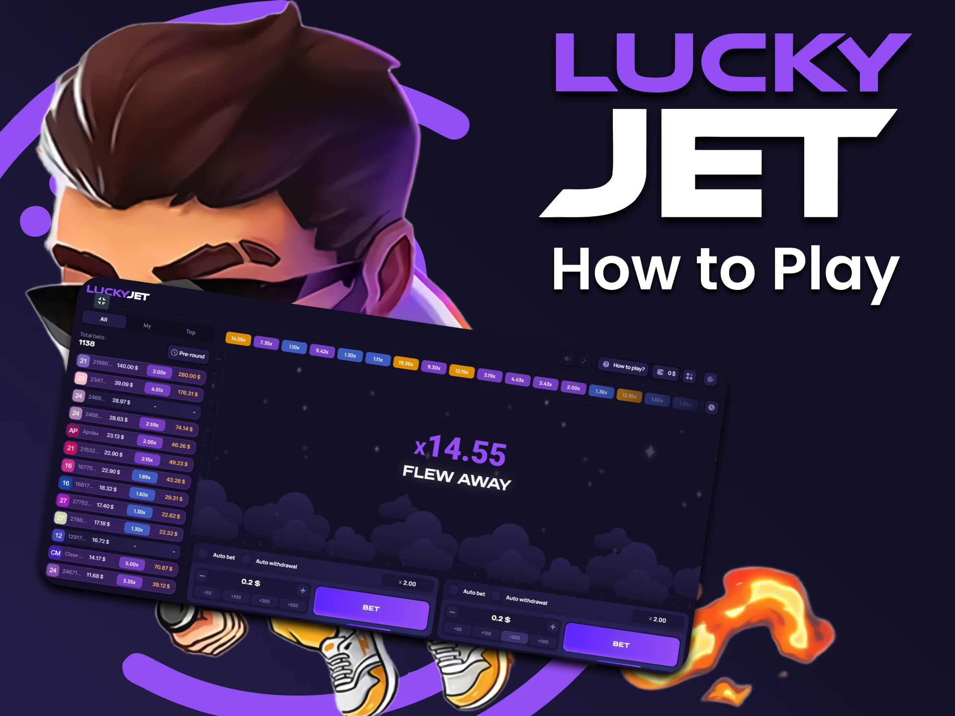 Selecciona la opción de juego deseada para jugar a la versión demo de Lucky Jet.