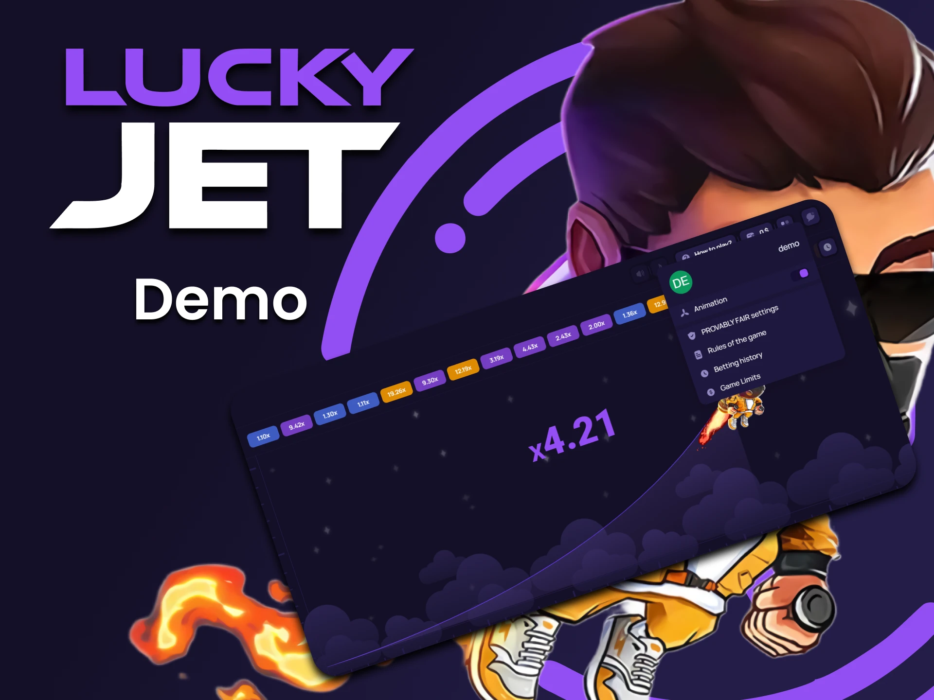 To learn the game, you can play a special version of Lucky Jet.