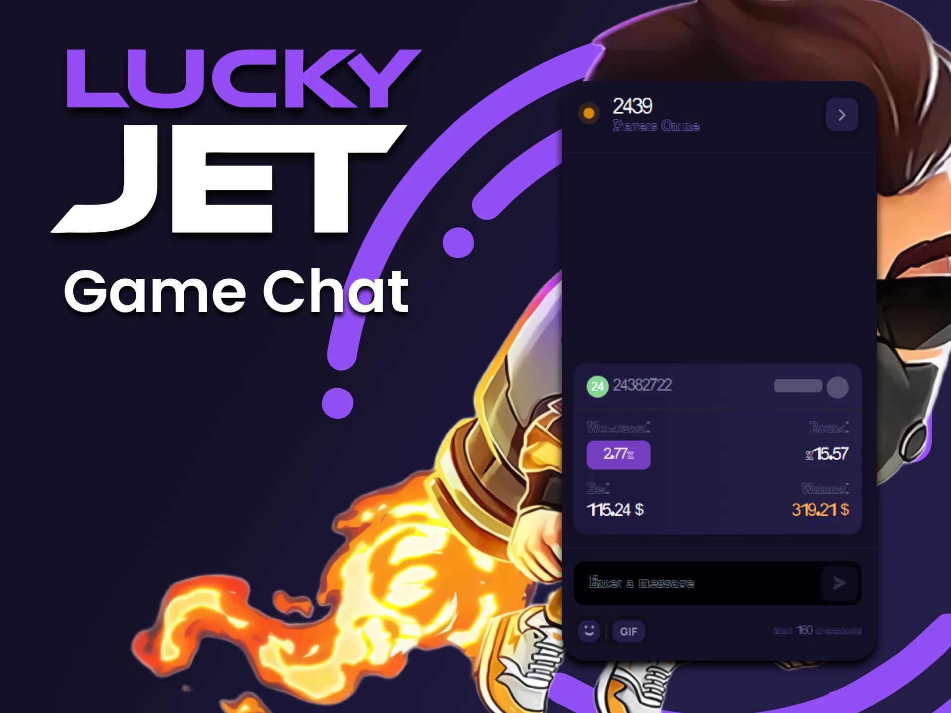 Conéctate con usuarios reales y comparte tus fichas y trucos cuando juegues a Lucky Jet.