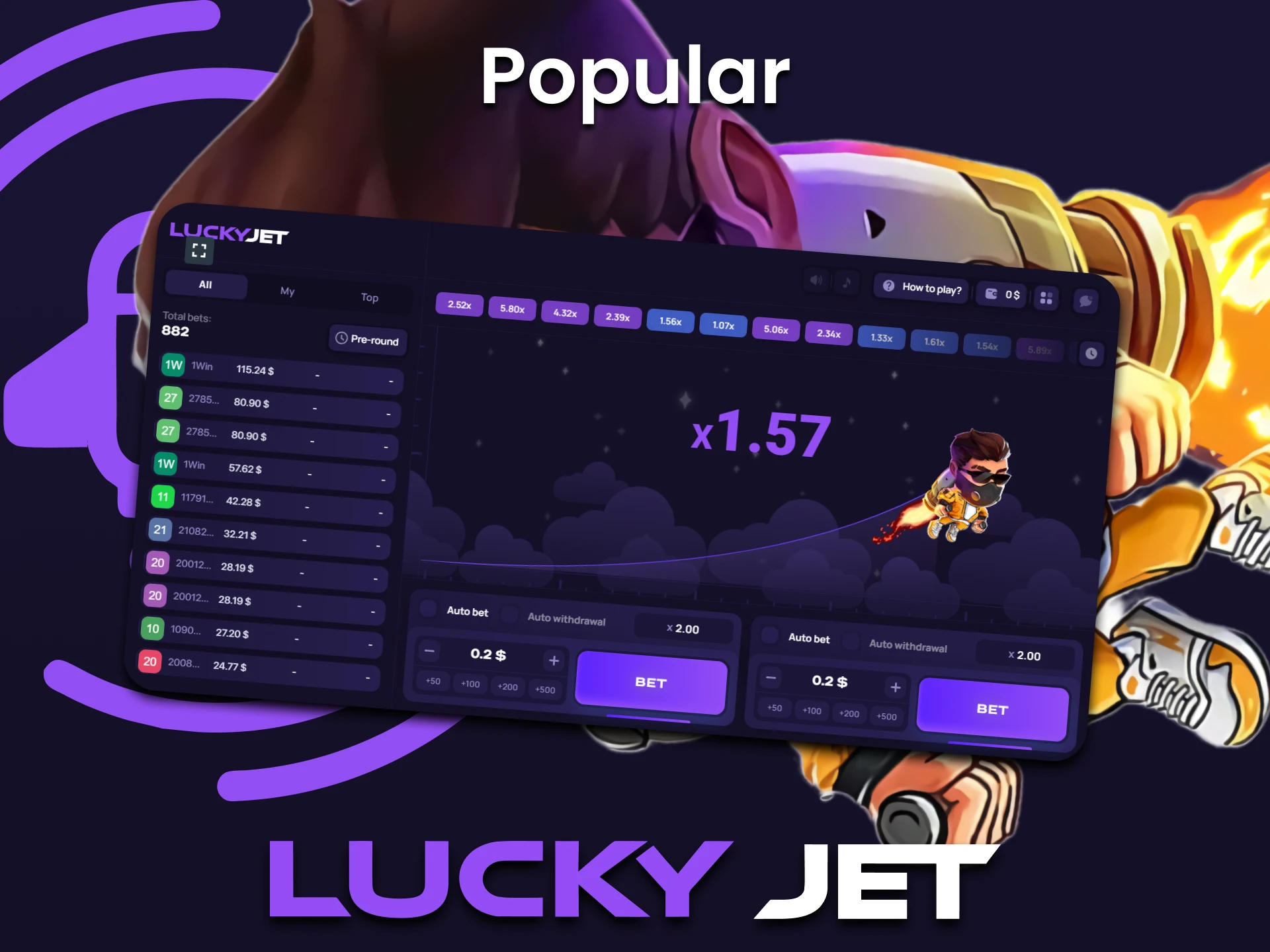 Le jeu Lucky Jet est actuellement au sommet de sa popularité.