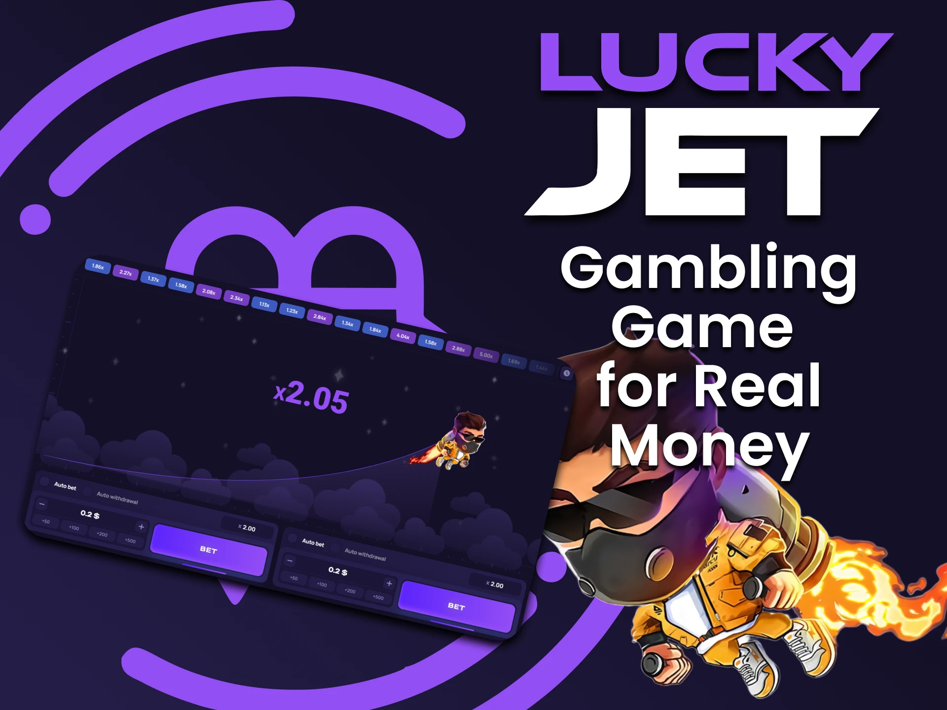 Vous pouvez jouer pour de l'argent réel dans Lycky Jet.