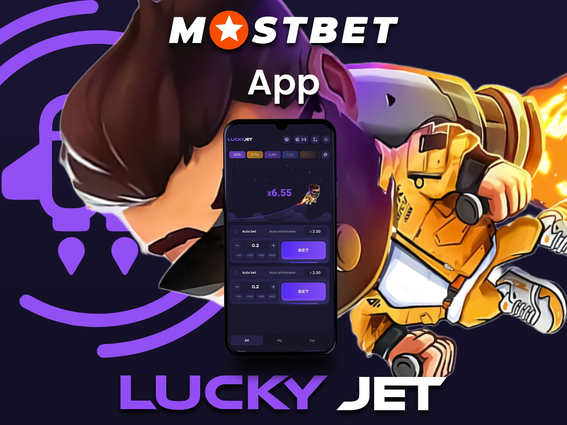 Play Lucke Jet at Mostbet through the app.
