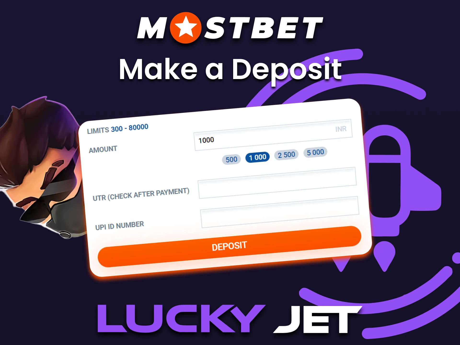 Fund your account to play Lucky Jetn from Mostbet.