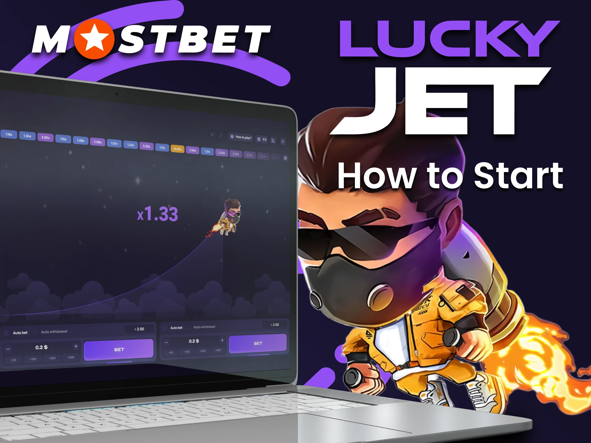 Select the games section on Mostbet to play Lucky Jet.