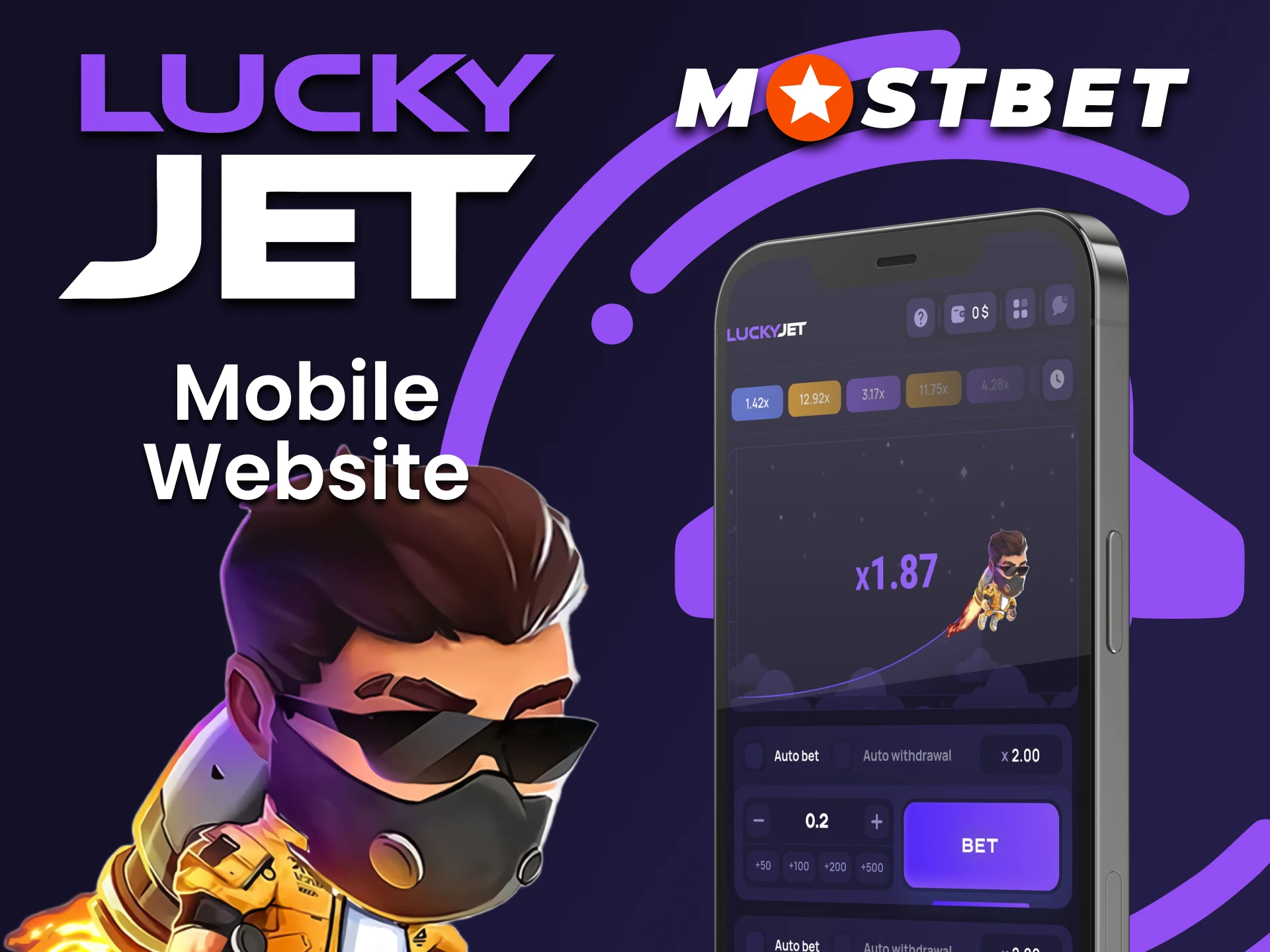 Use your phone to play Lucky Jet on Mostbet.