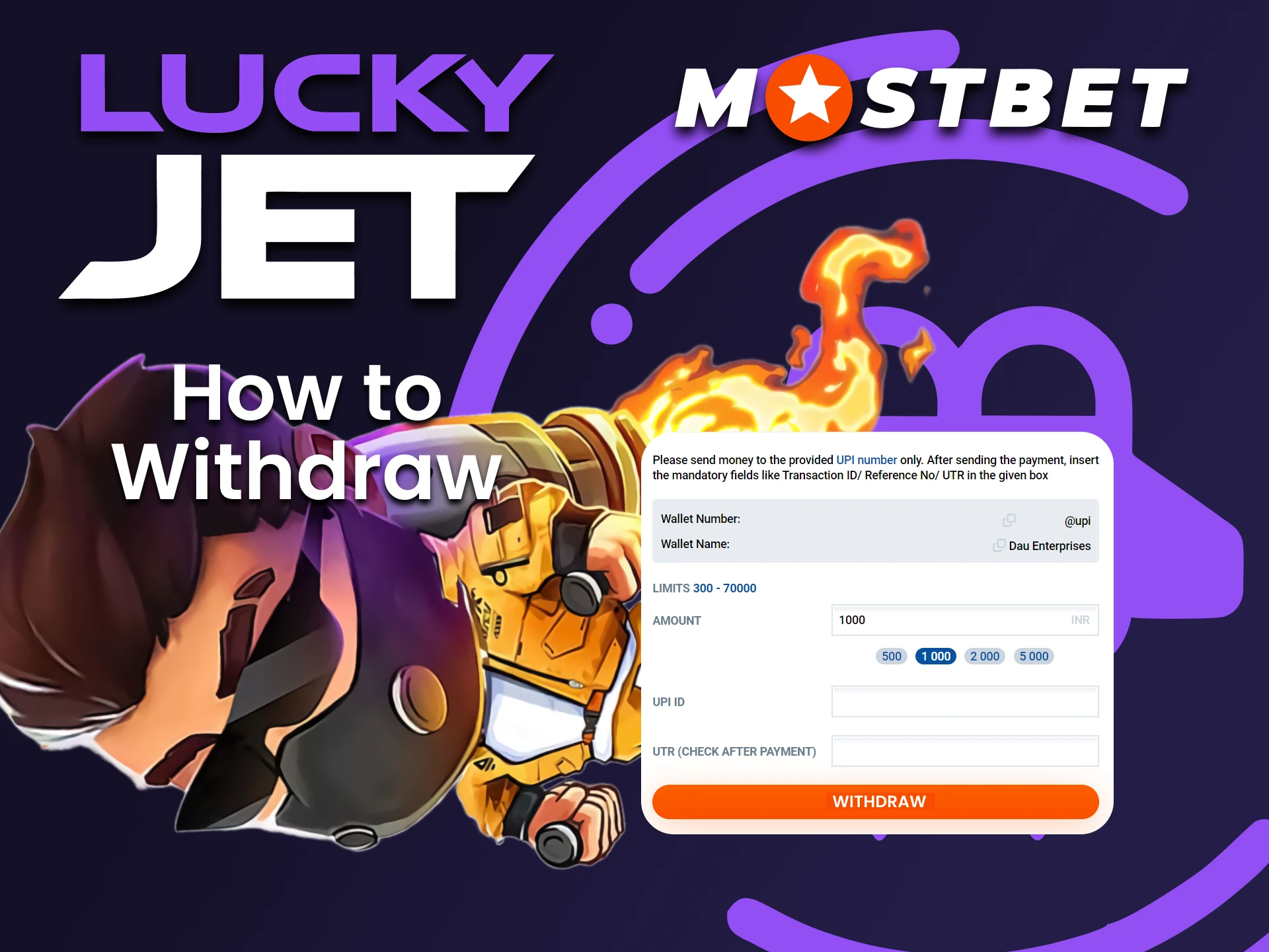 Withdraw your winnings in Lucky Jet by Mostbet.
