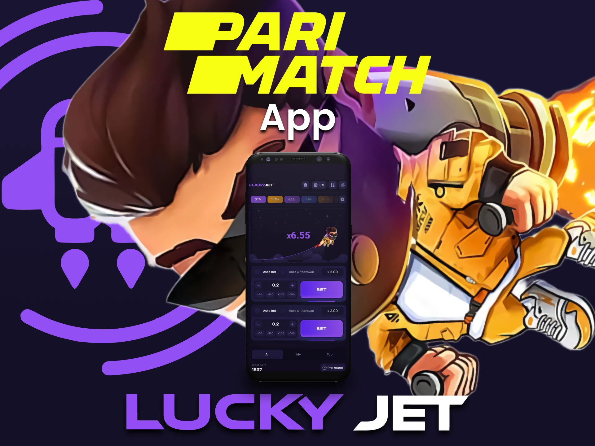 Play Lucky Jet through the Parimatch app.