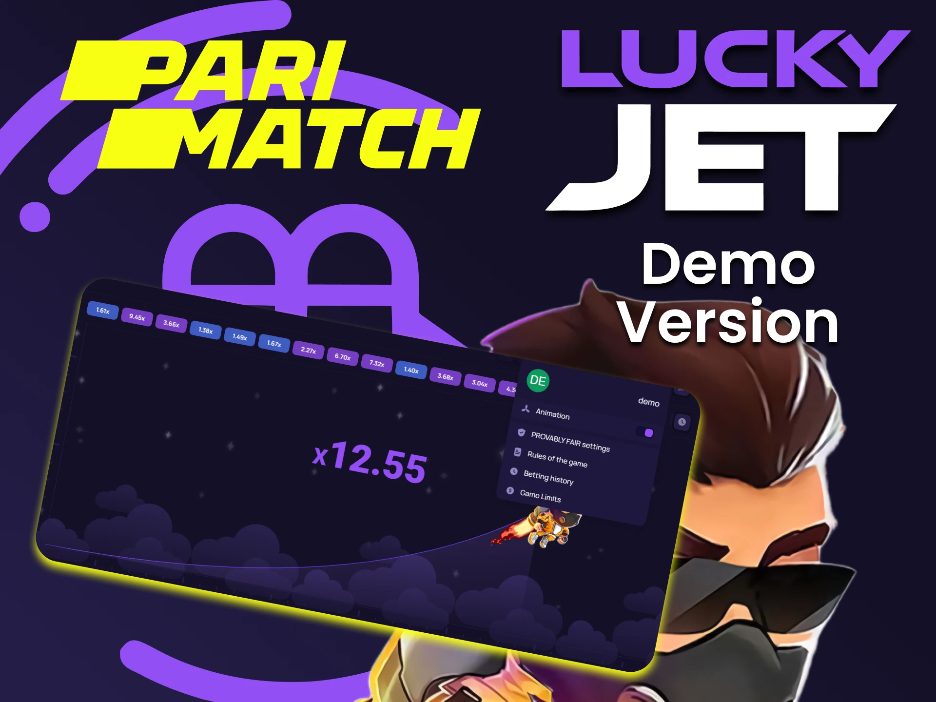 Train in a special version of the Lucky Jet game from Parimatch.