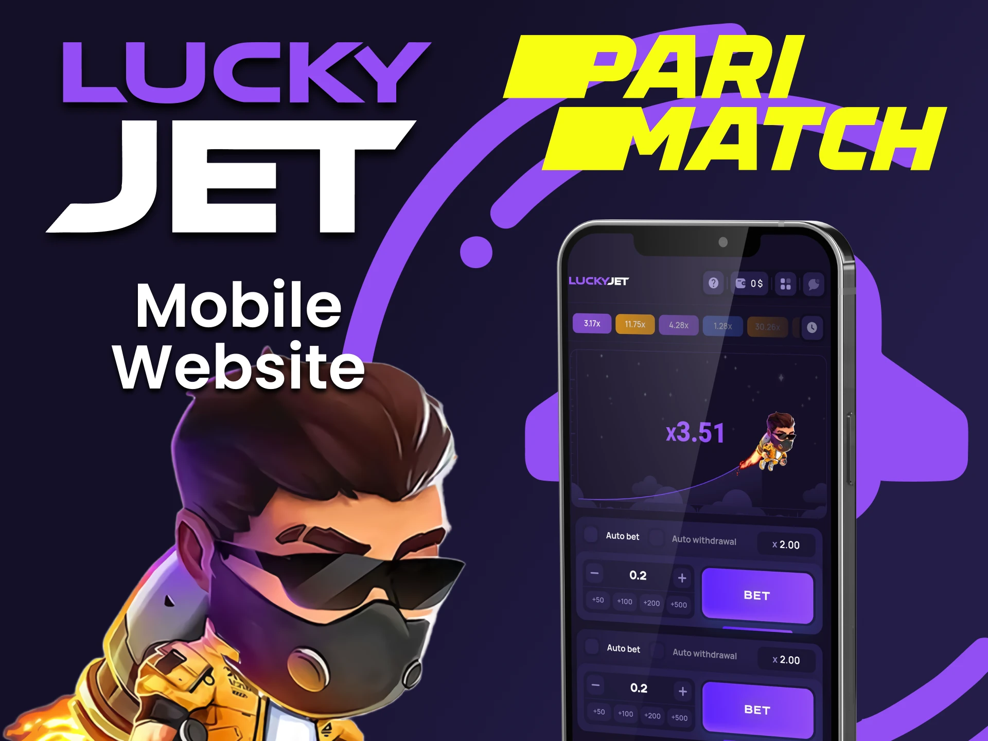 Use your smartphone to play Lucky Jet at Parimatch.