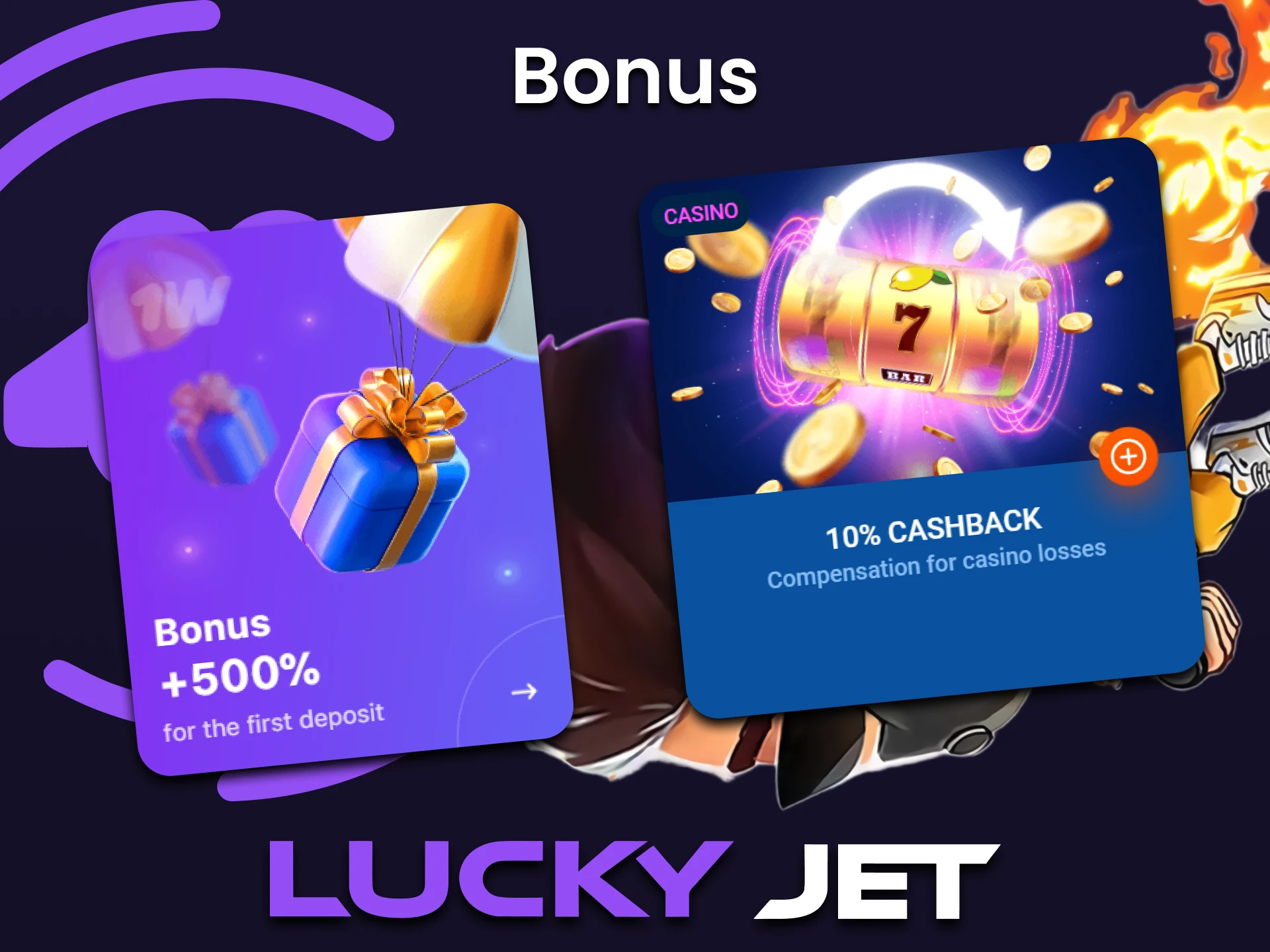 Obtenez des bonus après vous être inscrit au jeu Lucky Jet.