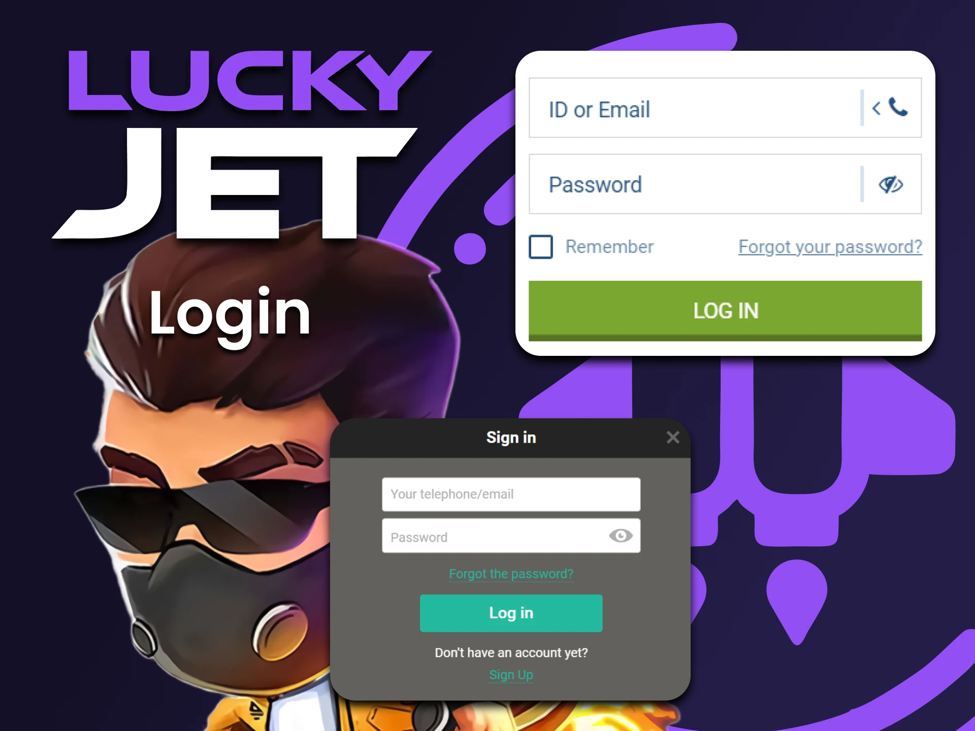 Connectez-vous à votre compte personnel pour jouer à Lucky Jet.