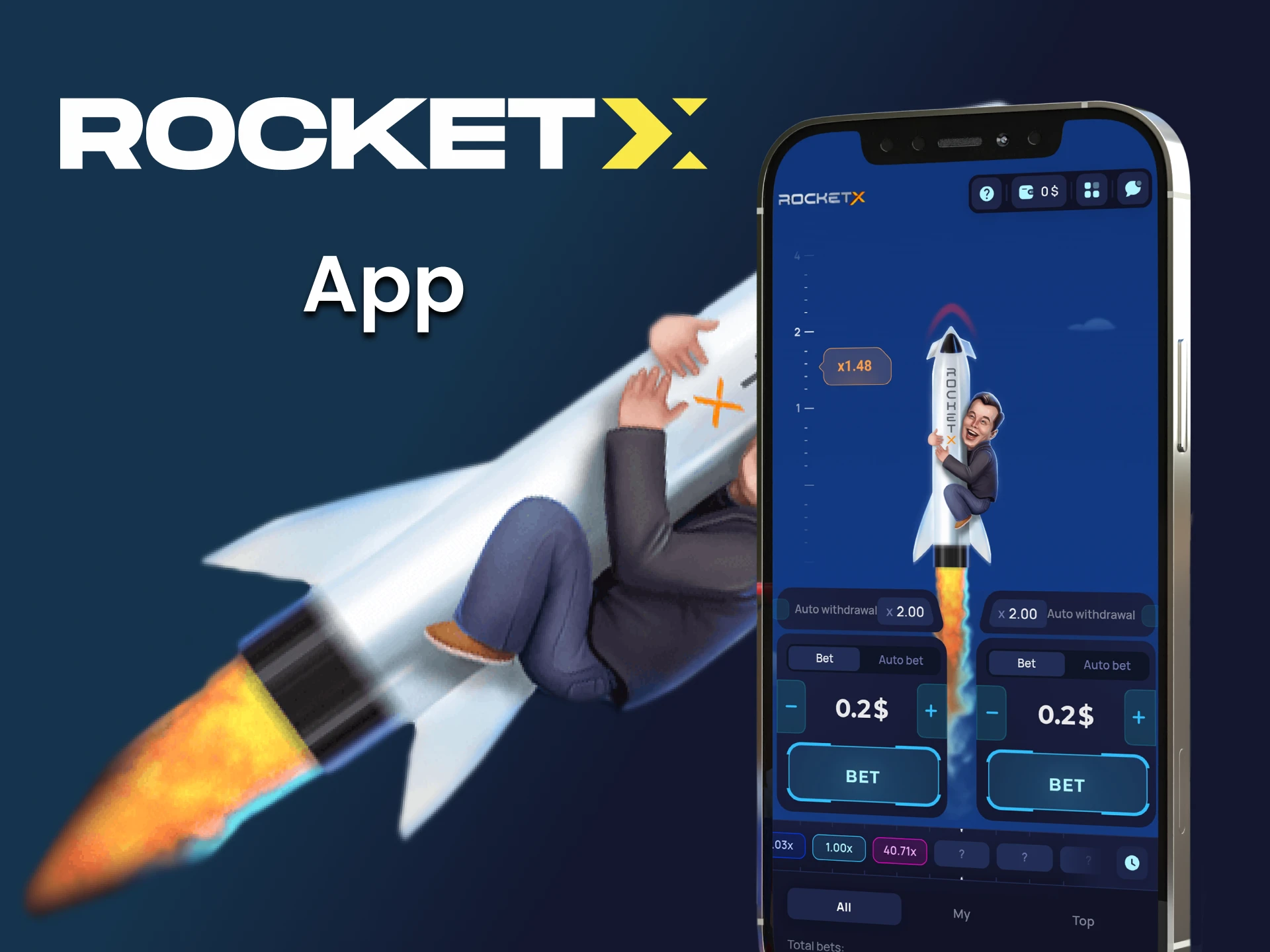 Play Rocket X through the app.