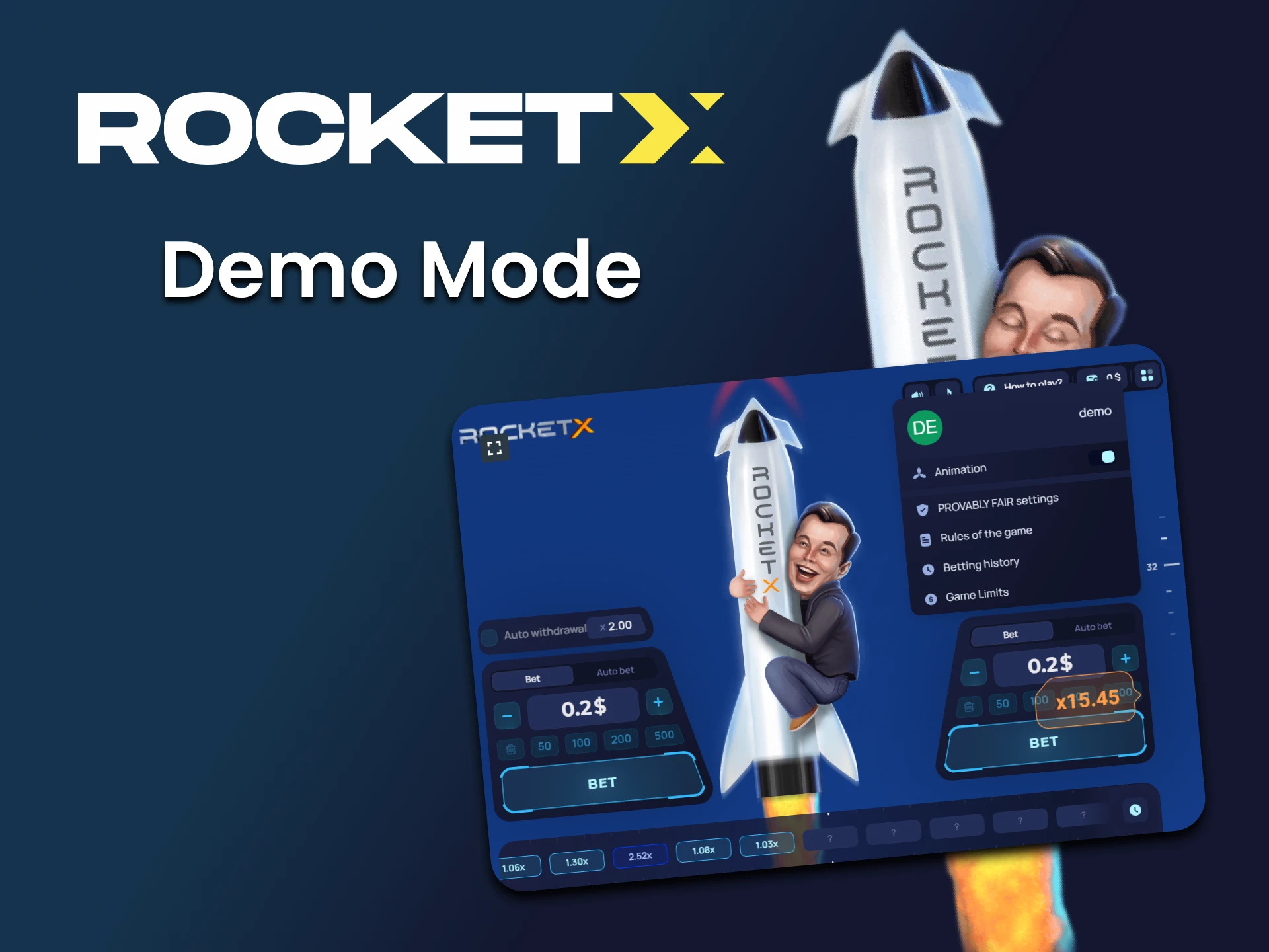 You can test the Rocket X game in the demo mode.