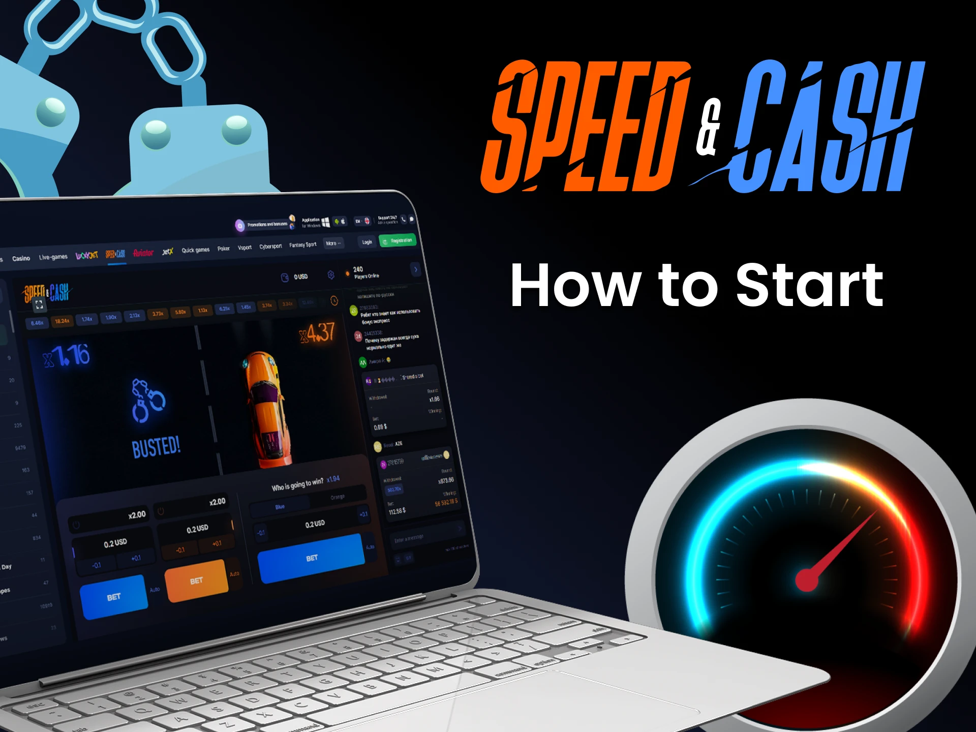 Go to the desired section on the service with the game Speed&Cash.