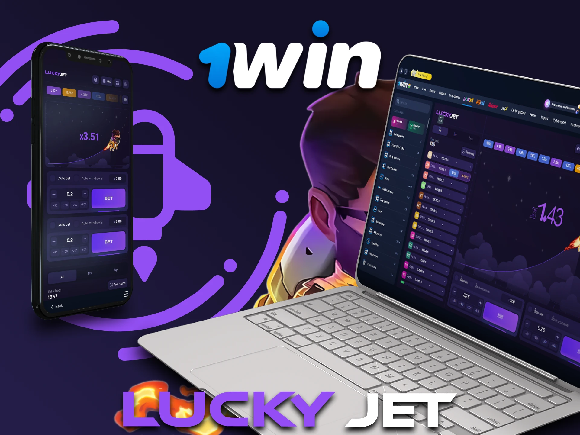 Play via mobile app or web version of Lucky Jet by 1win, the choice is yours.