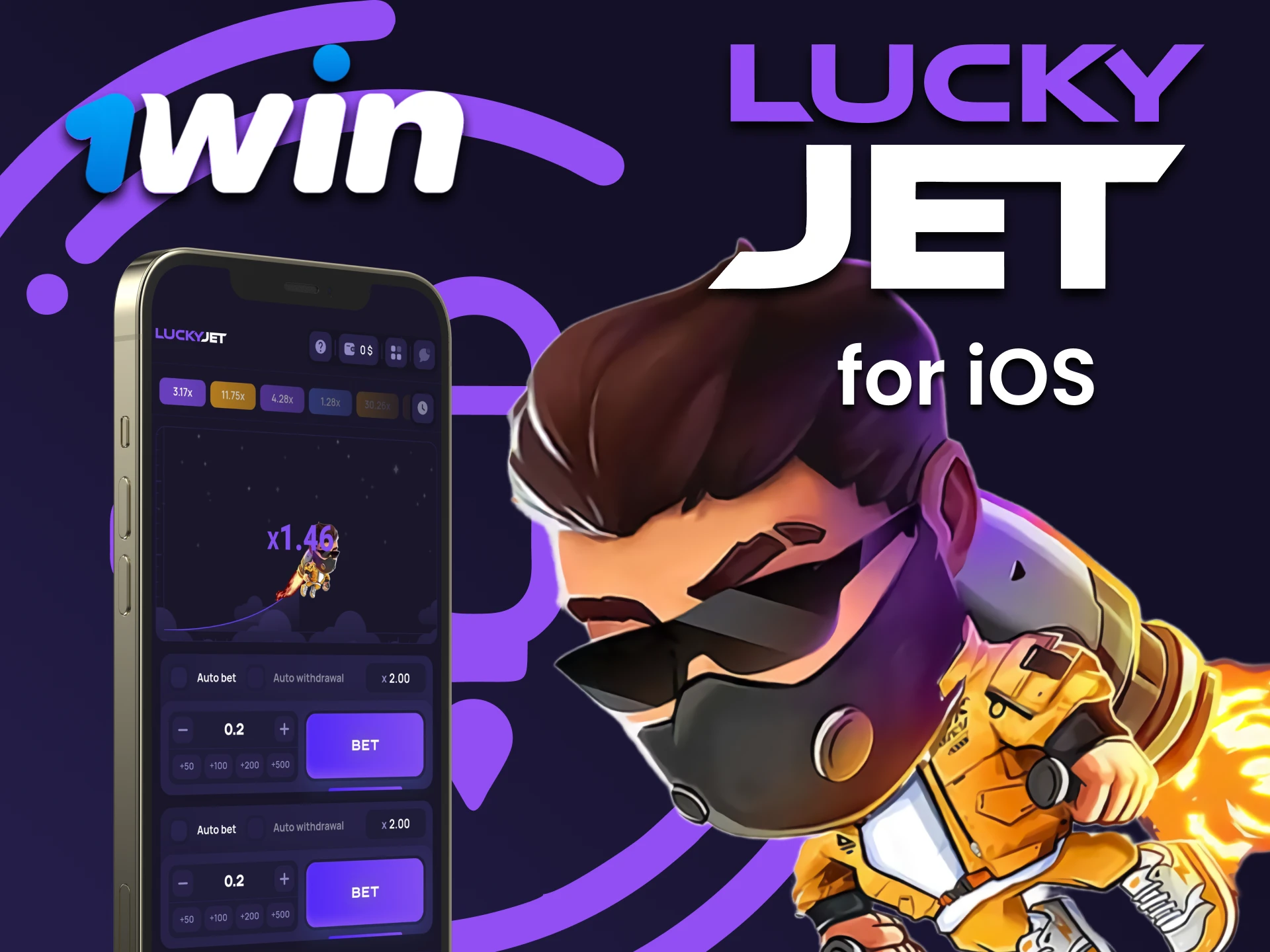 Play Lucky Jet with the 1win iOS app.