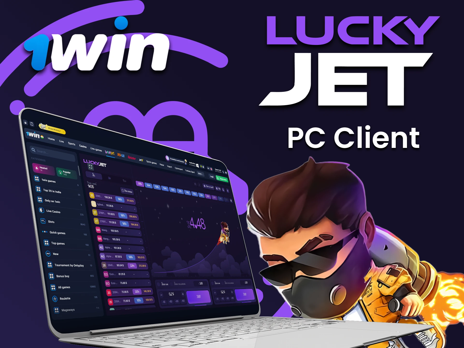 Use your PC to play Lucky Jet by 1win.
