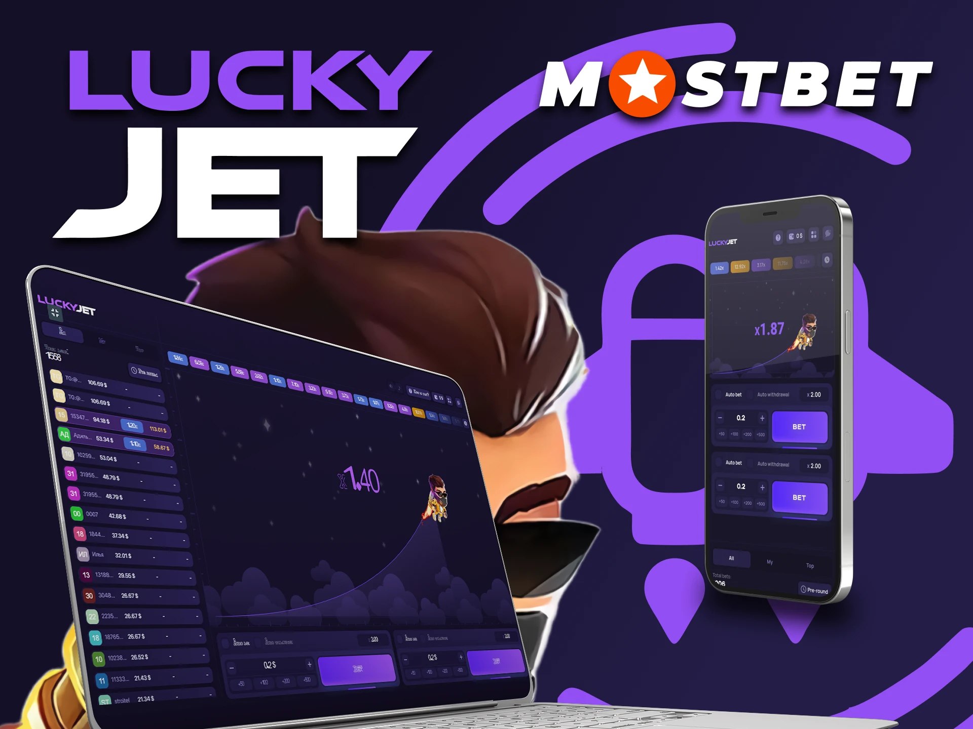 Choose your way of playing Lucky Jet from Mostbet.