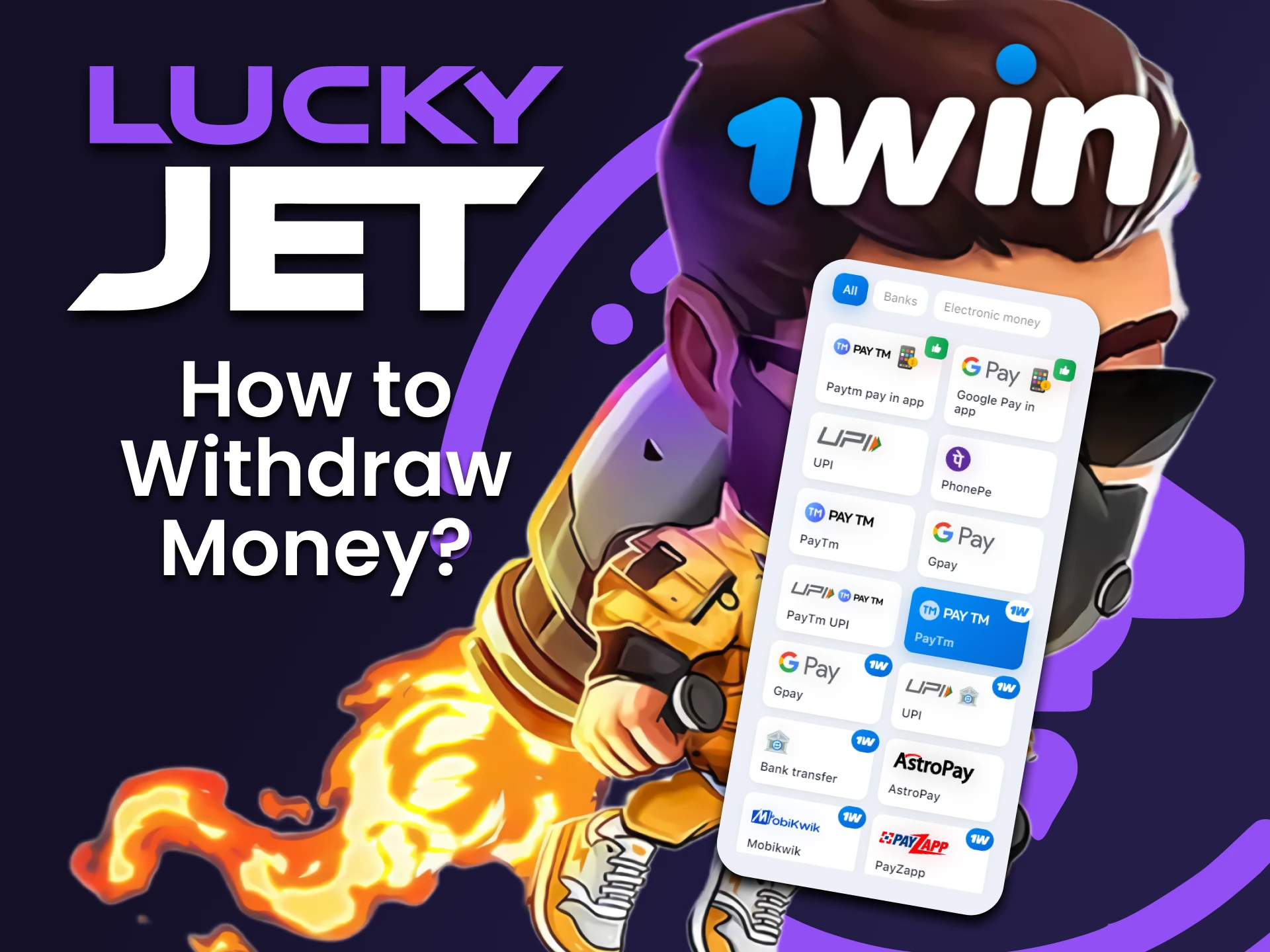 Descubra cómo retirar fondos para Lucky Jet en 1win.