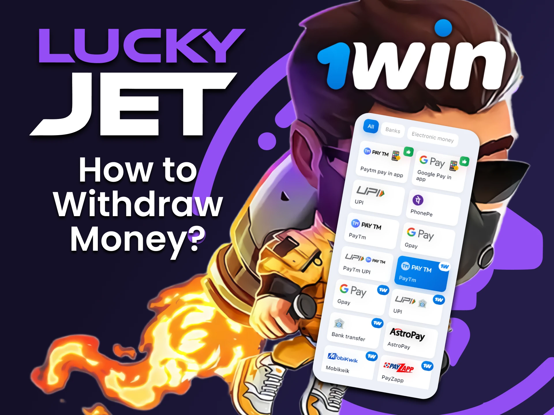 Find out how to withdraw funds for Lucky Jet on 1win.