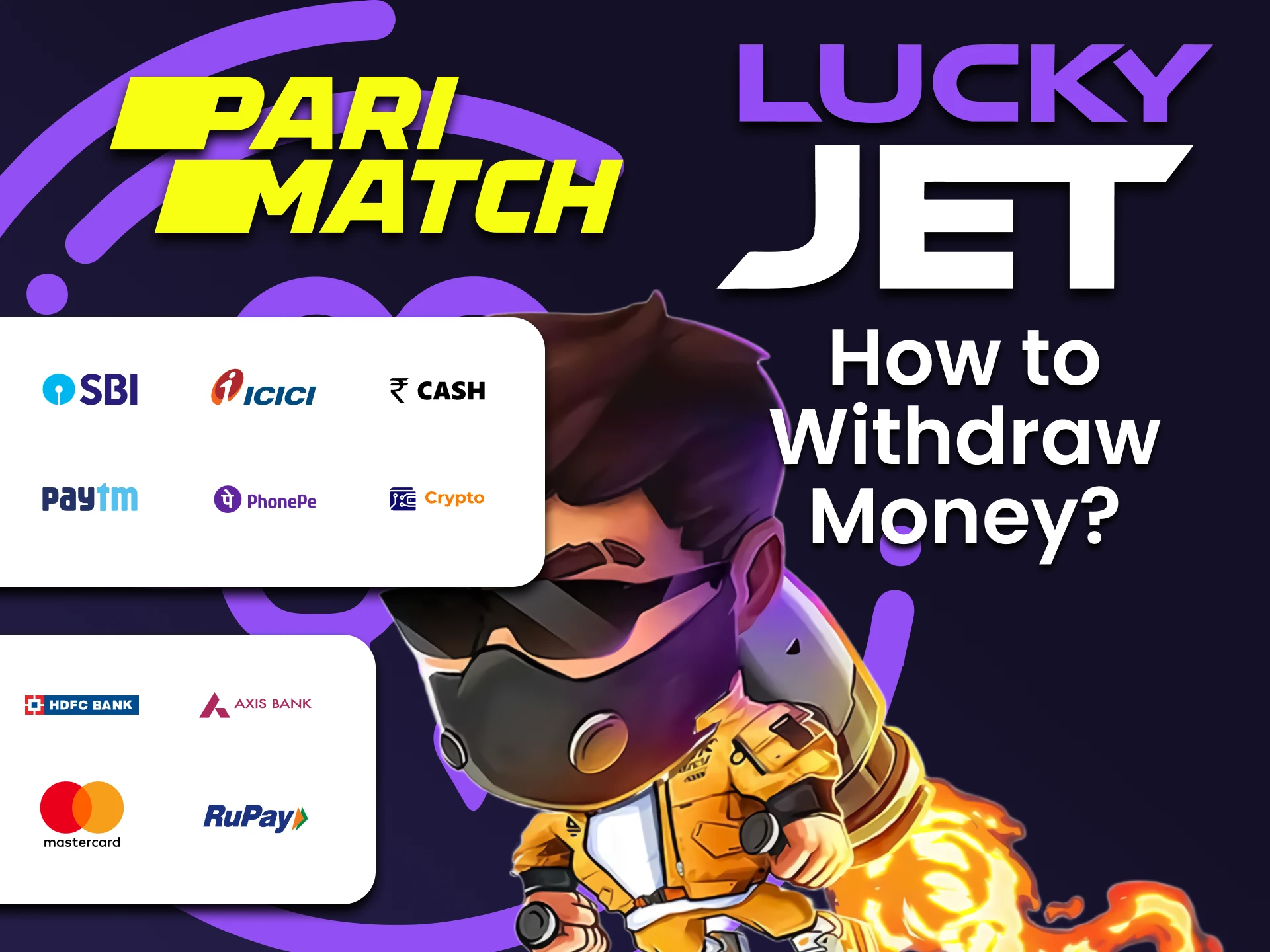 Find out how to withdraw funds for Lucky Jet on Parimatch.