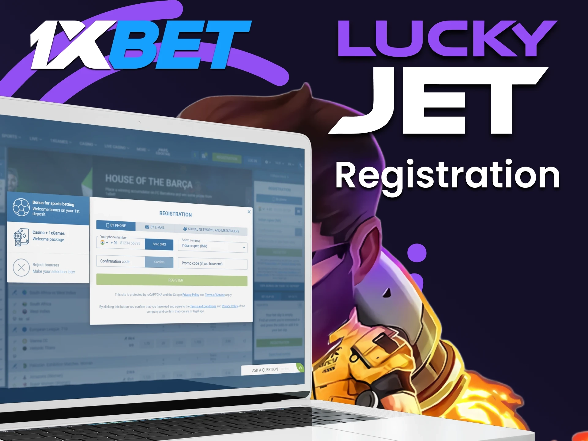 By going through the registration process on 1xbet you will be able to play Lucky Jet.