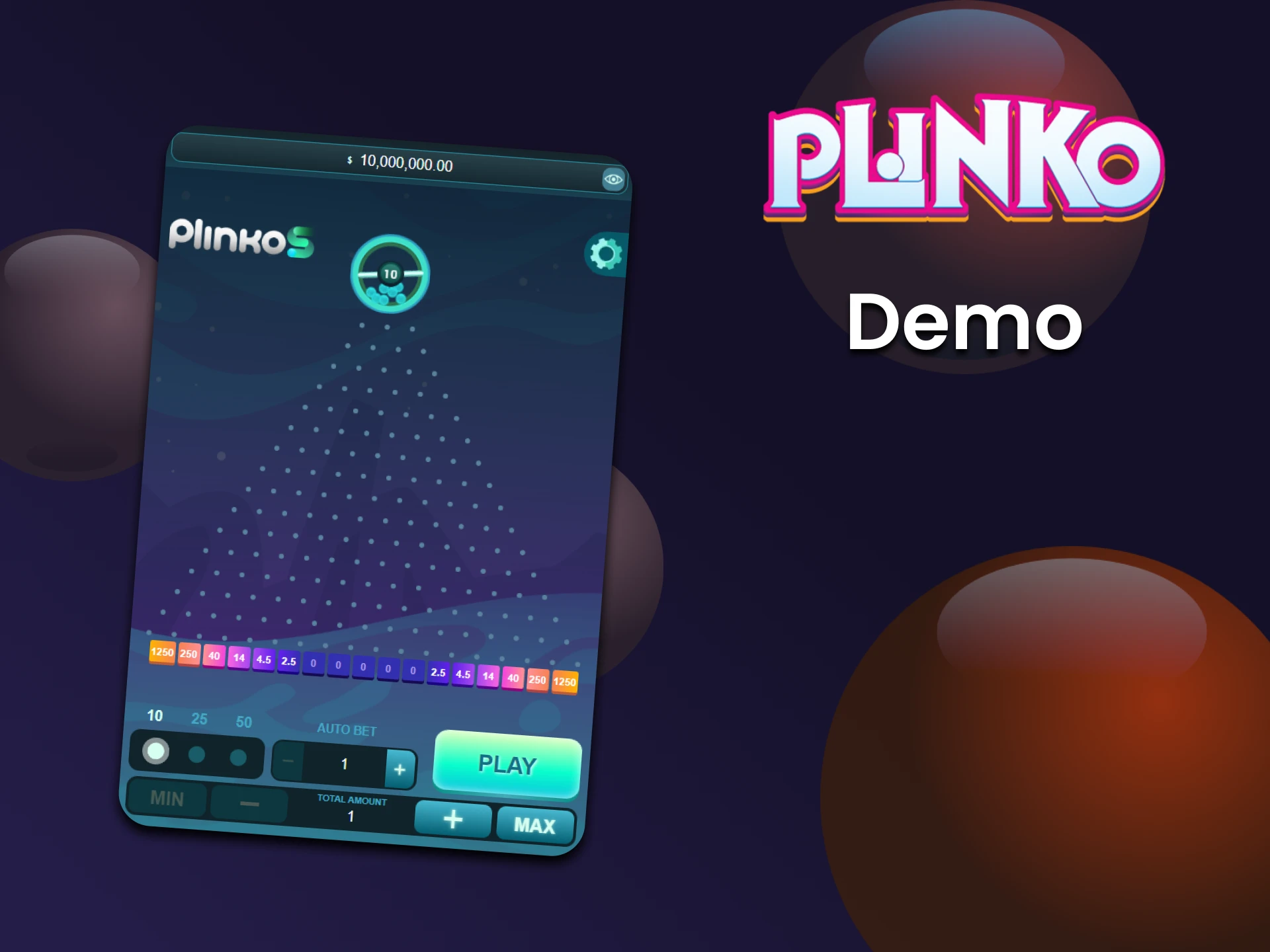 Practice in the demo version of the Plinko game.
