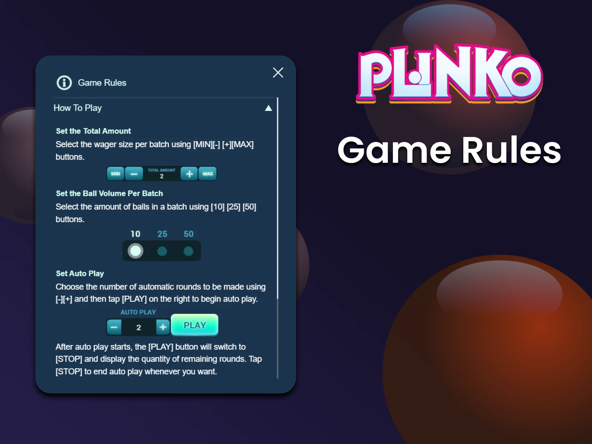 Learn the rules of the Plinko game.