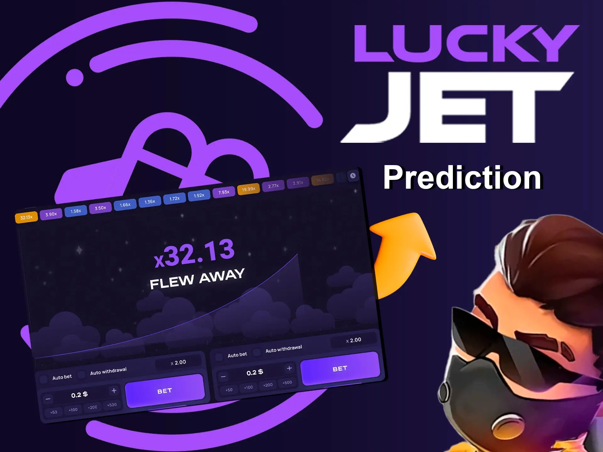 Use Predictor to maximise your profits and win big when playing LuckyJet.