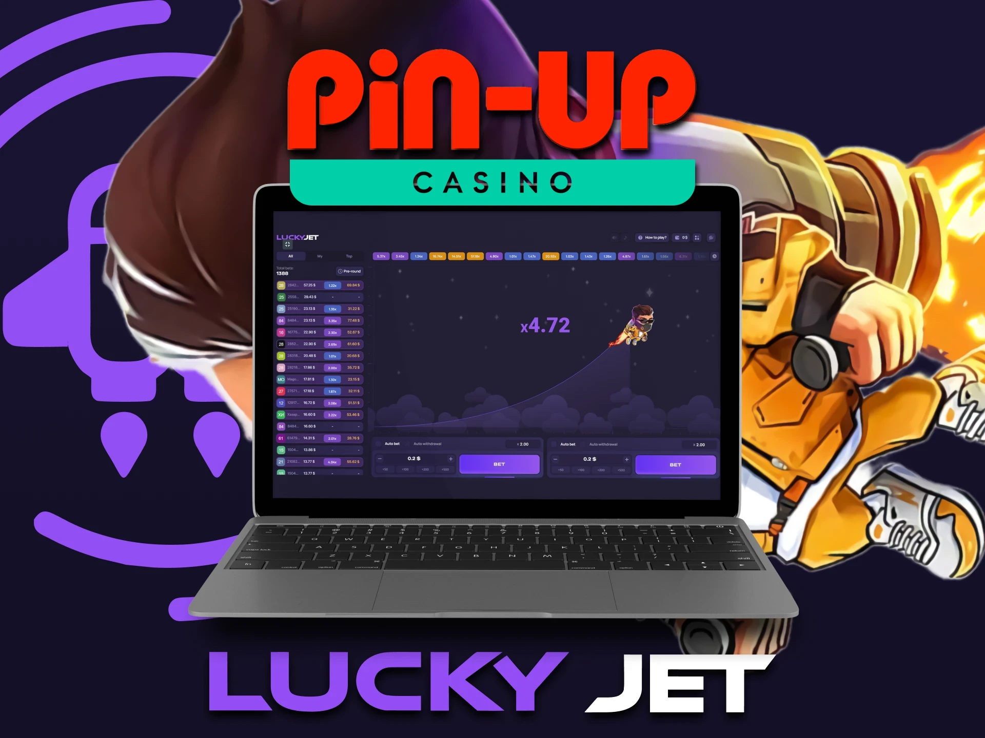 Use the Pin Up service to play Lucky Jet.