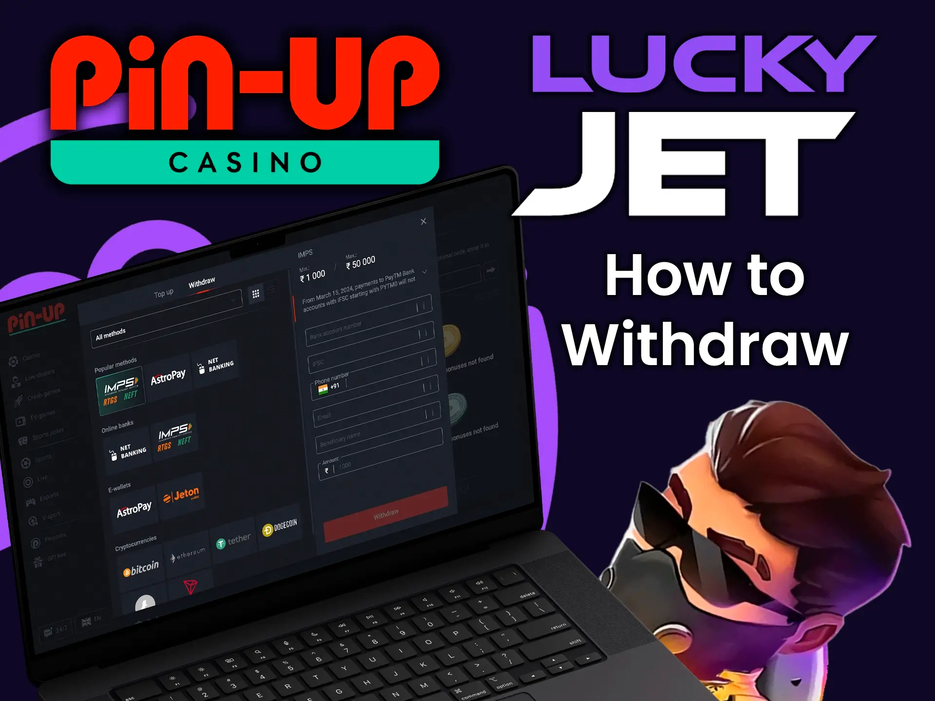 Withdraw your winnings in Lucky Jet by Pin Up.
