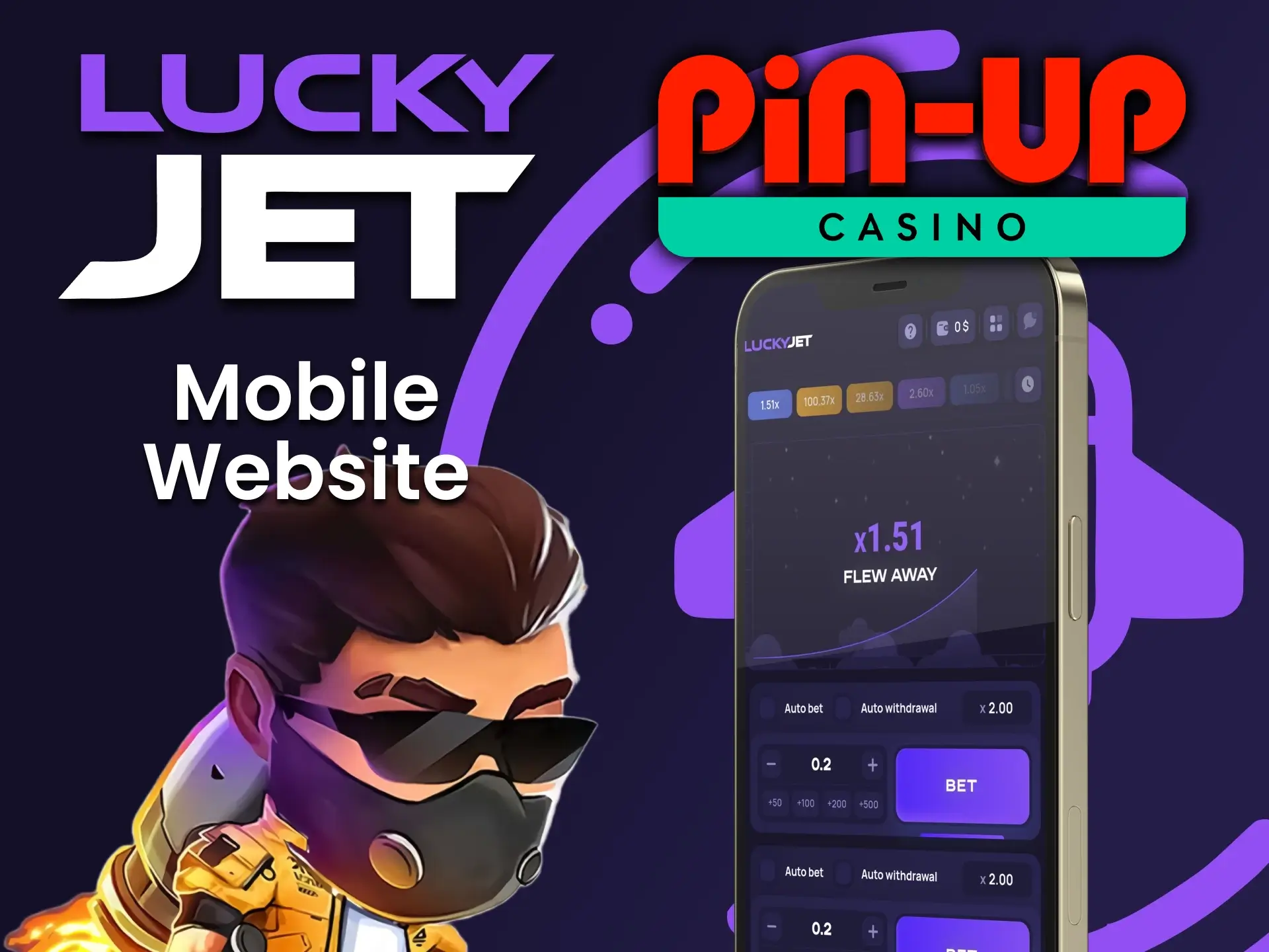 Use your phone to play Lucky Jet on Pin Up.