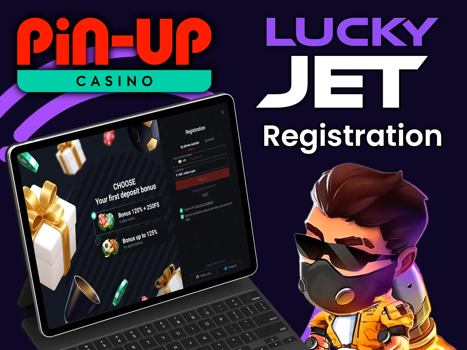 By going through the registration process on Pin Up you will be able to play Lucky Jet.