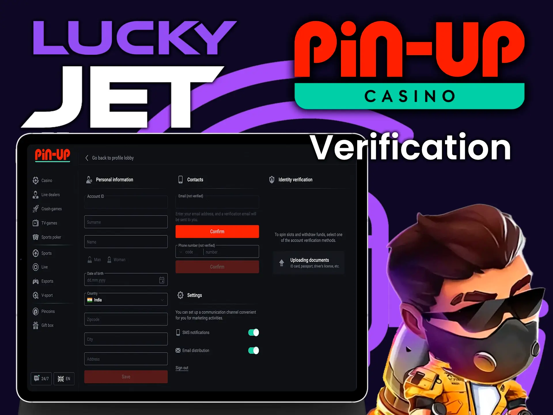 By filling in your personal data on the Pin Up service, you will be able to play Lucky Jet.