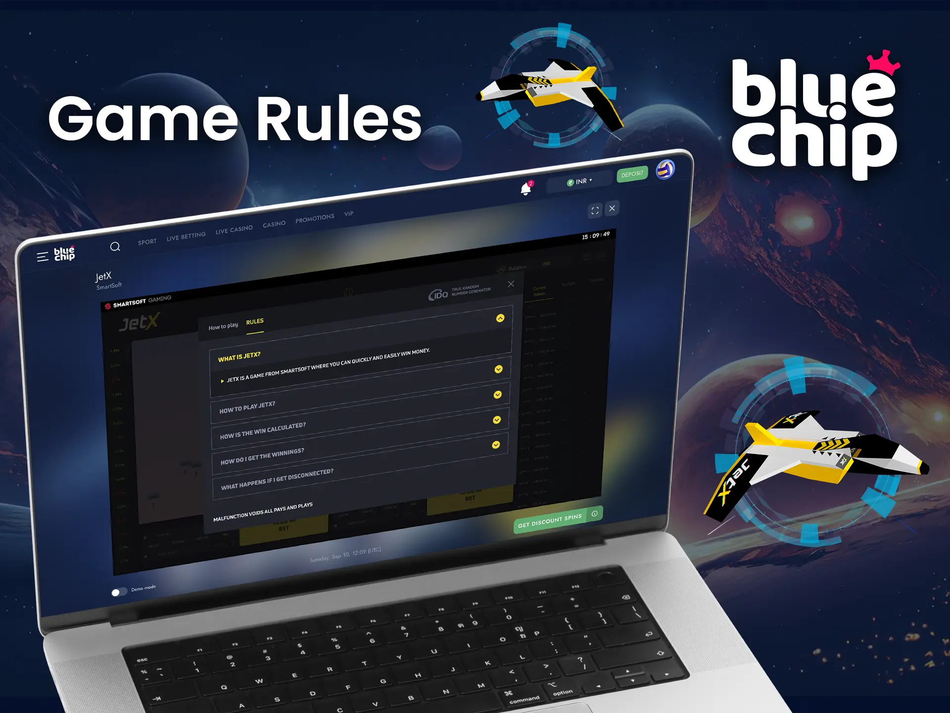 Familiarise yourself with the basic rules for playing Jetx from Bluechip Casino.